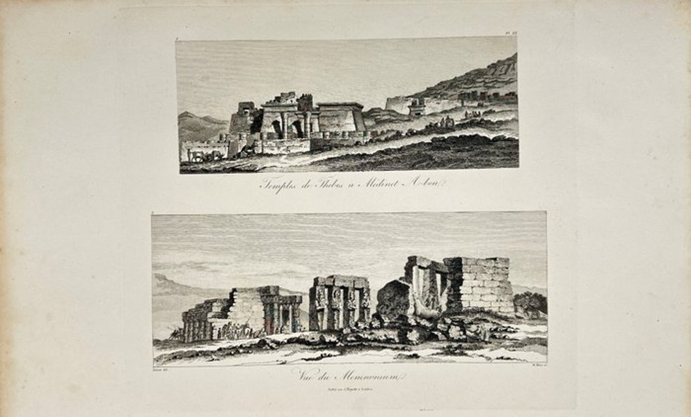 Dominique Vivant Denon - Antique Engraving - View of Palace and Temples – Egypt - 1809