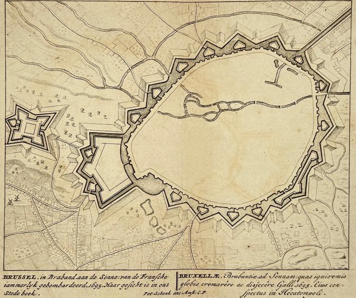 Belgium - Map of the city of Brussels, situated along the river Senne in the historical region of Brabant; Peter Schenk the Elder - Brussels - Bruxellae, Brabantiae ad Sennam - 1681-1700