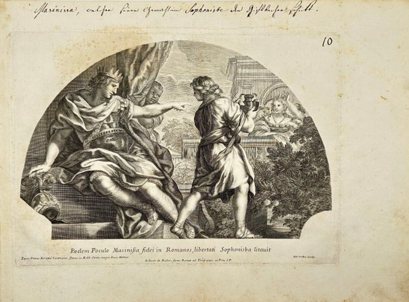 Gerardin after Pietro da Cortona (1596–1669) - Antique Engraving – Masinissa Offering the Poisoned Cup to Sophonisba - 1691