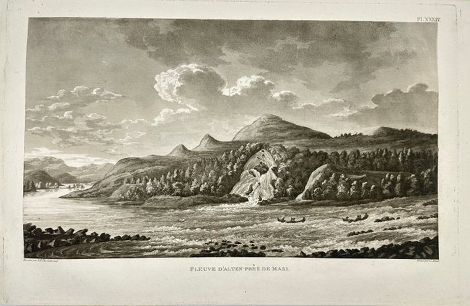 Anders Fredrik Skjöldebrand - Neoclassical Landscape Engraving – Fleuve d'Alten près de Masi (1799–1802, printed 1801–1802)