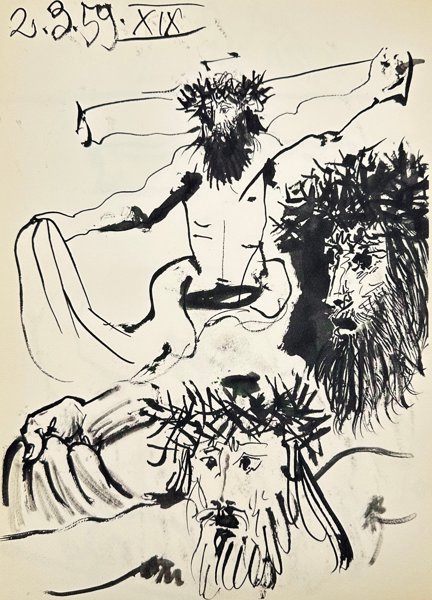 Pablo Picasso, after - Jesus on the Cross – Lithograph from the Series 2.3.59 - Plate XIX - 1959