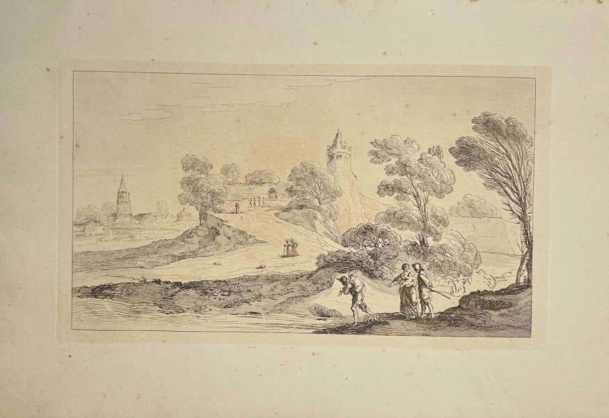 Francesco Bartolozzi - Antique Engraving - Landscape With Figures – 1764