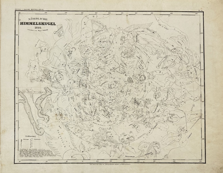 Joseph Meyer (1796–1856) – Map of the Northern Hemisphere Sky / Nördliche Himmelskugel – Engraving (1850)