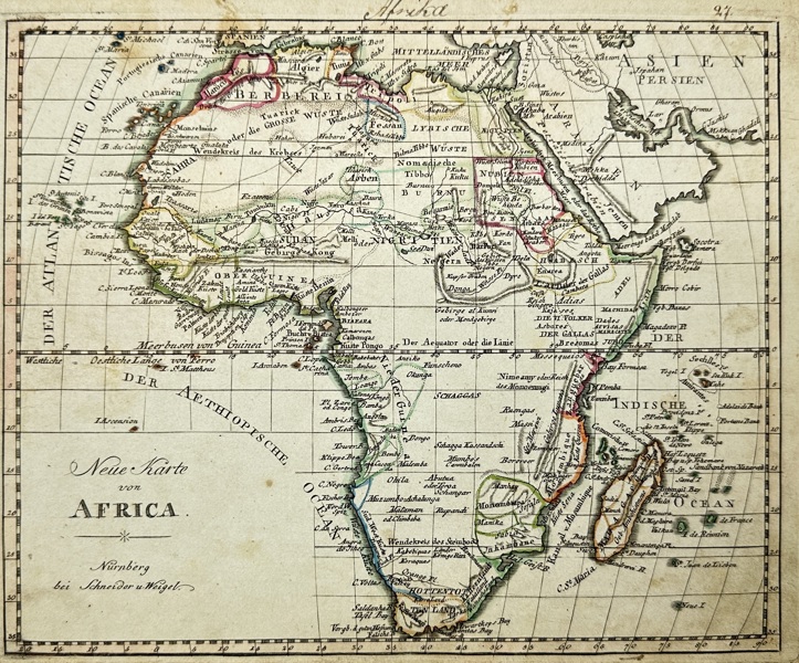 Christoph Weigel (1654–1725) – Map of Africa / Neue Karte von Africa – Hand-Coloured Copperplate Engraving (c.1720)