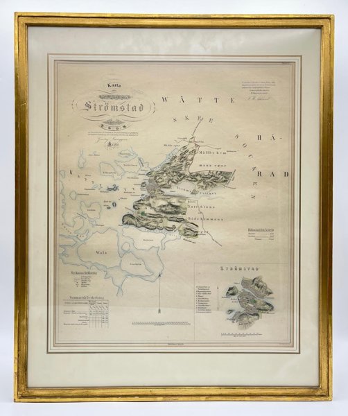 Erik Gustaf Ljunggren – Map of Strömstad, Bohuslän, Skagerrak, Västra Götaland – Hand-Coloured Copperplate Engraving (c.1880)