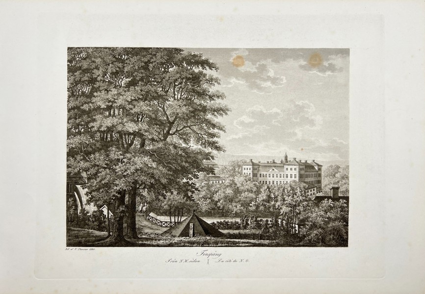 Ulrik Thersner (1779–1828) – Topographical Engraving – View of Finspång Castle in Sweden – From Fordna och närvarande Sverige – Engraving (1828–1867)