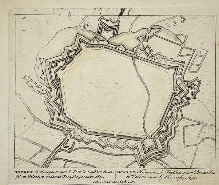 Christoph Weigel the Elder (1654–1725) – Map of Mons / Bergen, in Henegouw, aan de Trouille – Engraving (1702)