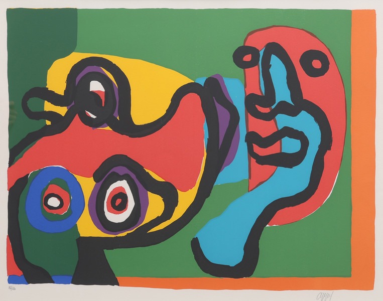 Karel Appel (1921–2006) – Lithograph – Composition with Faces (1970s)