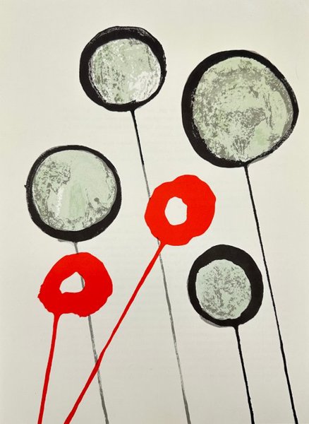 Alexander Calder (1898–1976) - Color Lithograph - Untitled (Abstract Floral Motif) from Behind the Mirror – 1965