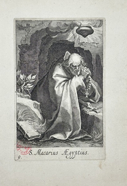 Boetius Adams Bolswert (1580–1633) after Abraham Bloemaert (1566–1651) – "S. Macarius Egyptius" – Engraving (1619)
