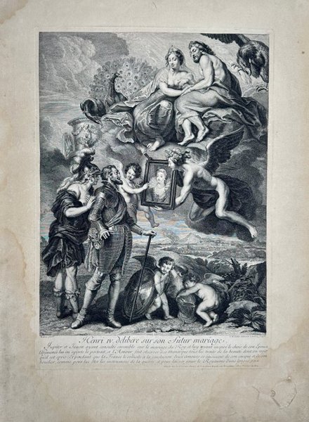 Jean-Baptiste Massé (1687–1767) after Peter Paul Rubens - Large Engraving - César n’admire qu’un astre unique – 1708