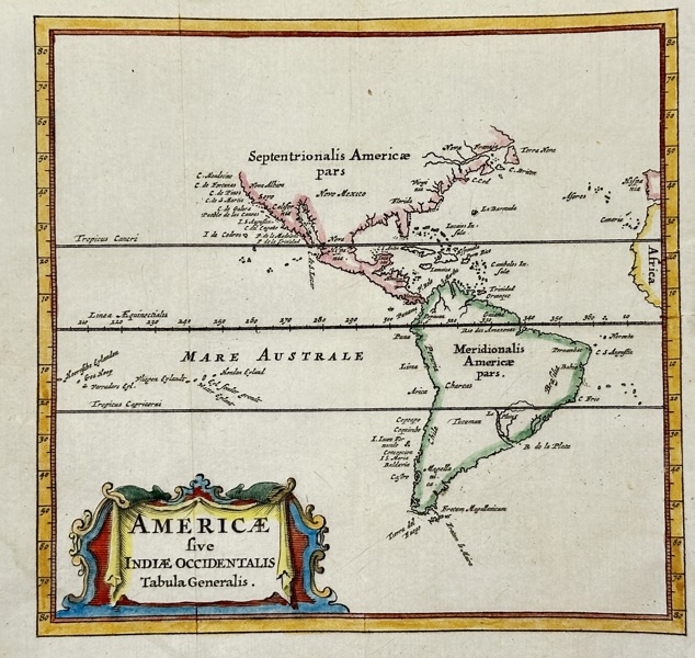 Philipp Clüver (1580–1622) – Map of North and South America / Americae sive Indiae Occidentalis Tabula Generalis – Hand-Coloured Copperplate Engraving (1661)