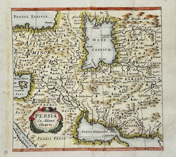 Philipp Clüver (1580–1622) – Map of Persia / Persia ex Adamo Oleario – Hand-Coloured Copperplate Engraving (17th Century)