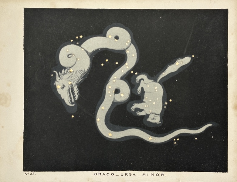 Charles Blunt (1803–1878) – Celestial Map of Draco and Ursa Minor – The Beauty of the Heavens – Hand-Coloured Aquatint (1849)