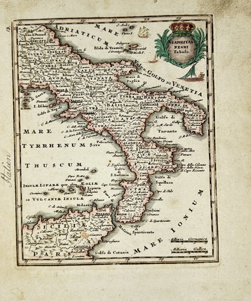 Christoph Weigel (1654–1725) – Map of the Kingdom of Naples / Neapolitani Regni Tabula – Hand-Coloured Copperplate Engraving (1720)
