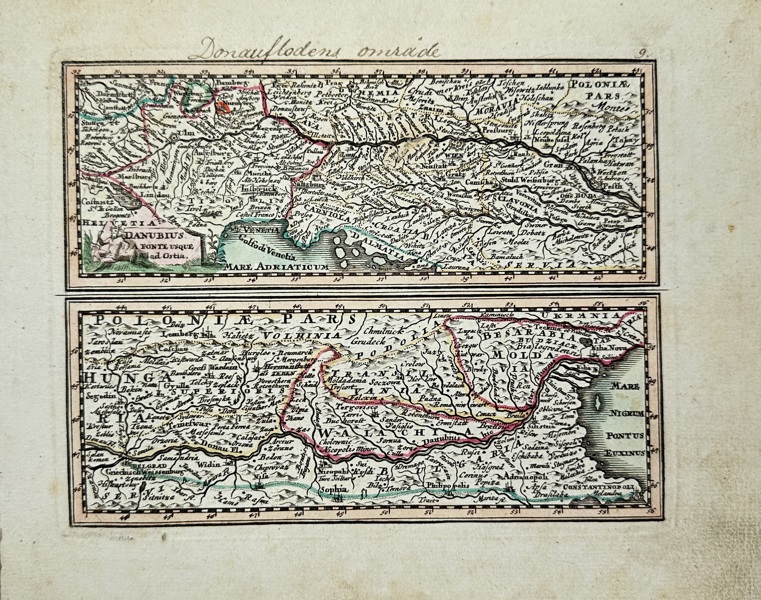 Christoph Weigel (1654–1725) – Double Map of the Danube Region and Poland – Hand-Coloured Copperplate Engraving (1720)