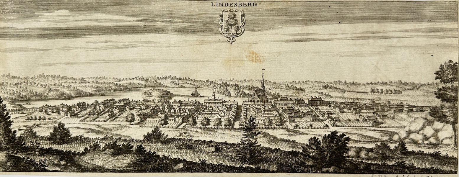 Jan van den Aveelen (1650–1727) – View of Lindesberg – Copperplate Engraving (1705)