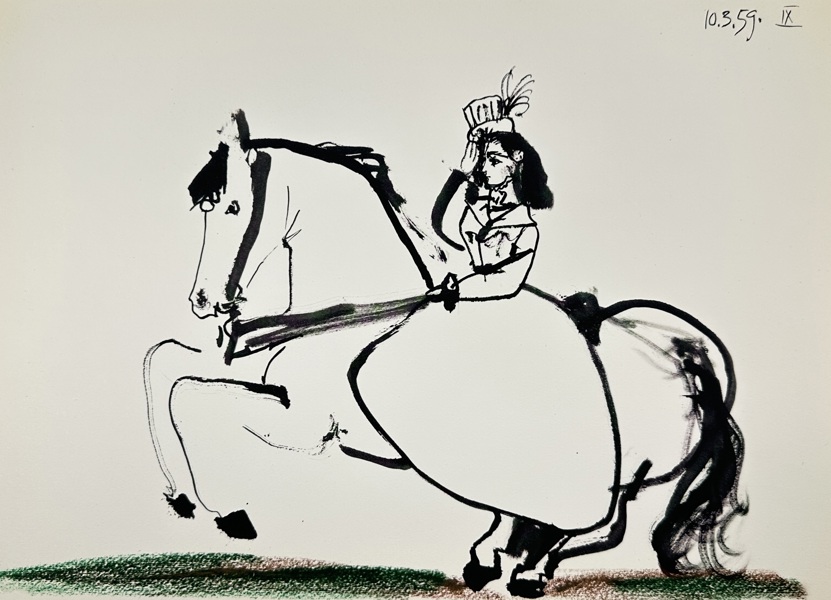 Pablo Picasso (1881–1973) – Amazone à cheval, 10.3.59 IX – Toros y Toreros – Lithograph (1961)