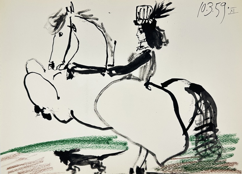 Pablo Picasso (1881–1973) – Amazone à cheval, 10.3.59 XI – Toros y Toreros – Lithograph (1961)