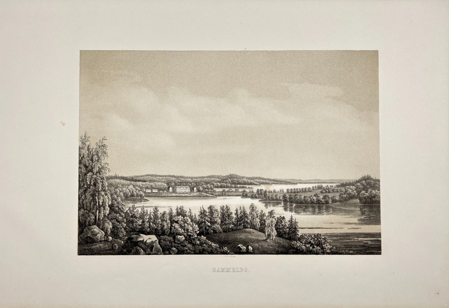 Ulrik Thersner (1779–1828) – View of Gammelbo – Engraving from Fordna och närvarande Sverige (1828–1867)