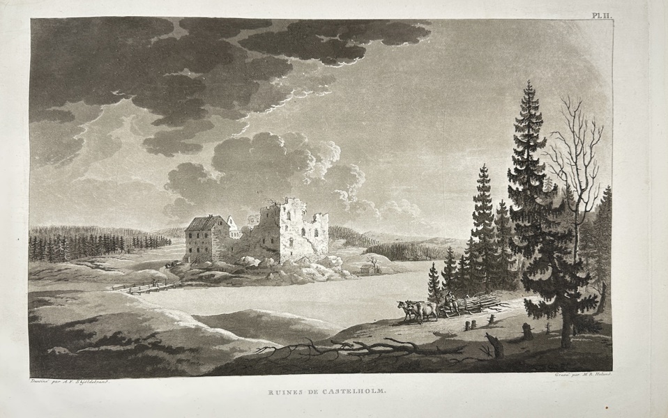 Anders Fredrik Skjöldebrand (1757–1834) – Ruins of Castelholm – Engraving (1801–1802)