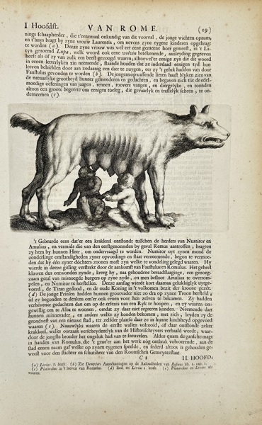 Jan Goeree (1670–1731) – Romulus and Remus with the She-Wolf – Engraving from Beschryving van Oud en Nieuw Rome (1704)