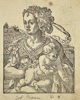Jost Amman (1539–1591) – Allegorical Portrait of a Woman with Child – Woodcut from Kunstbüchlin (1599)