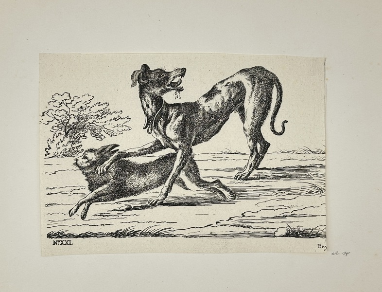 Bernard Picart (1673–1733) – Hunting Scene with Greyhound and Hare – Engraving (Early 18th Century)