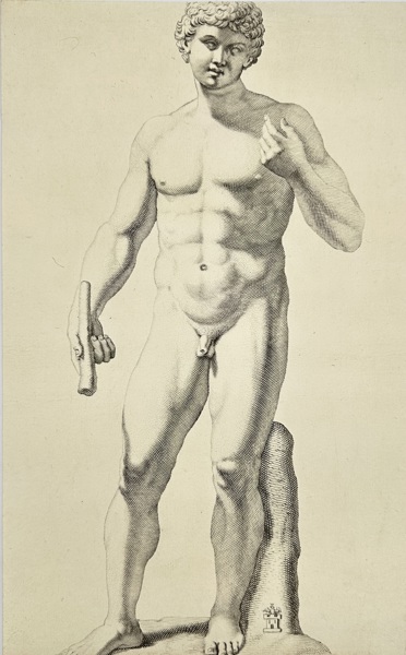 Joachim Sandrart (1606–1688) – Statue of a Youth from the Galleria Giustiniana – Engraving (Mid 17th Century)