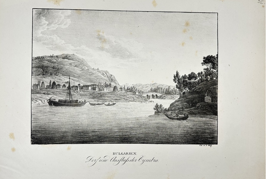 Ludwig Erminy, Franz Wolf (1795–1859) – View of the Danube near Tsymbra, Bulgaria – Engraving (c.1820)