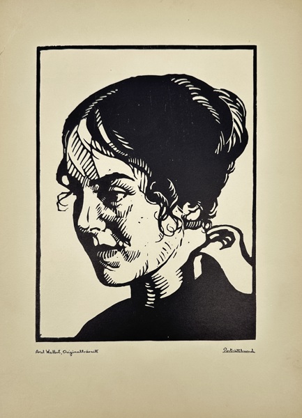 Axel Wallert (1890–1962) – Portrait Head – Original Woodcut (c.1930)