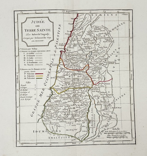 Robert de Vaugondy (1688–1766) – Map of Judea or The Holy Land / Judée ou Terre Sainte – Copperplate Engraving (c.1760)