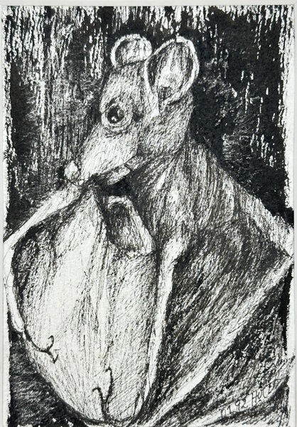 Thomas Holstein – Study of a Mouse – Original Drawing (20th Century)