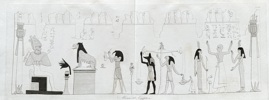Baron Dominique Vivant Denon (1747–1825) – Egyptian Manuscript Depiction – Monumental Scene with Deities and Rituals – Copperplate Engraving from Voyage dans la Basse et la Haute Égypte (1802)