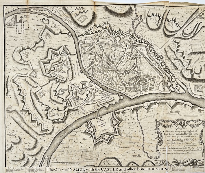 Isaac Basire (1704–1768) – Plan of the City of Namur with the Castle and Other Fortifications – Copperplate Engraving (1751–1762)