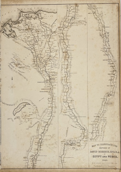 David Roberts (1796–1864) – Map to Illustrate the Sketches of Egypt and Nubia – Engraved by E. G. Finden (1849)