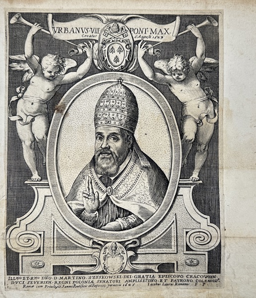 Jacobus Laurus (Giacomo Lauro, 1550–1605) – Portrait of Pope Urban VIII – Copperplate Engraving (1623)