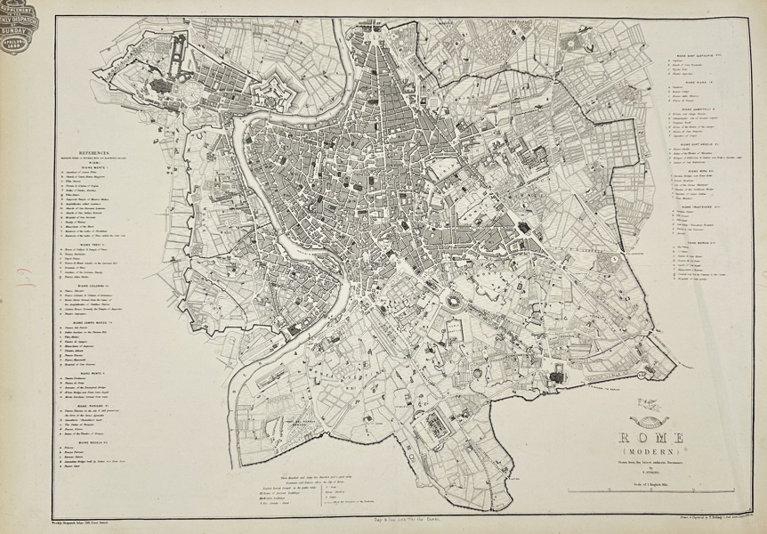 Thomas Ettling – Map of Rome (Modern) – Copperplate Engraving from Dispatch Atlas (1862)