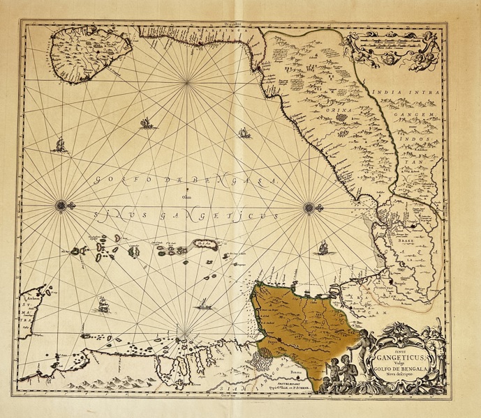 Petrus Schenk (1660–1718) – Map of Sinus Gangeticus vulgo Golfo de Bengala – Copperplate Engraving (Early 18th Century)