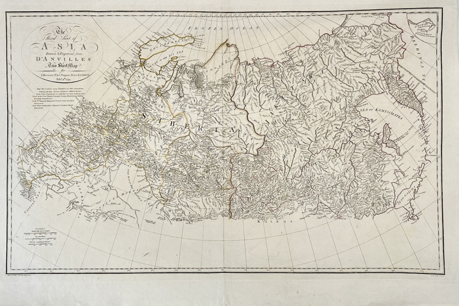 Jean Baptiste Bourguignon d'Anville (1697–1782) –Map of the Third Part of Asia – Large Copperplate Engraving (18th Century)