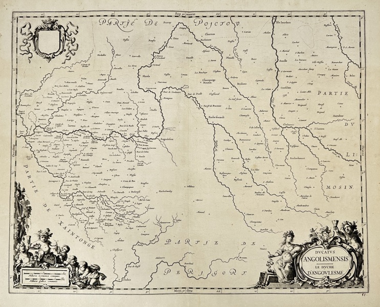 Melchior Tavernier (1594–1665) – Map of Angouleme – Ducatus Angolismensis Le Duche d'Angoulesme – Engraving (17th Century)