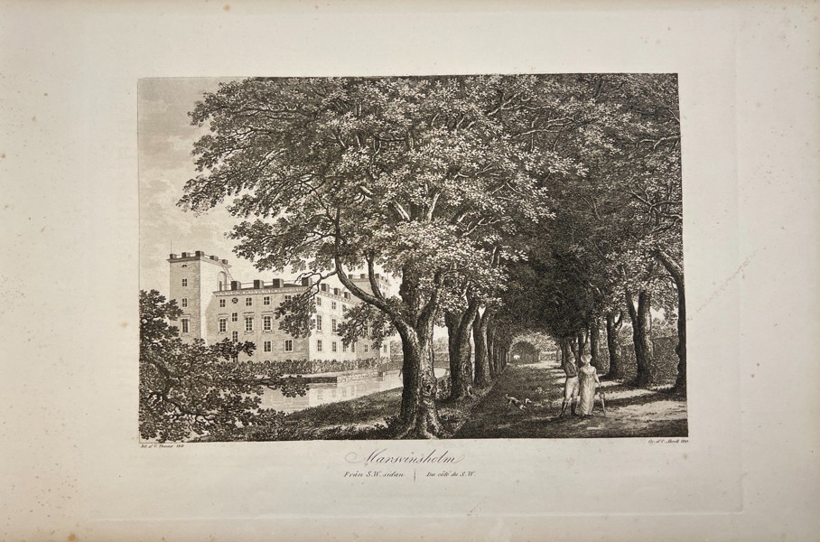 Ulrik Thersner (1779–1828) – View of Marsvinsholm Castle in Sweden – Engraving (1828–1867)