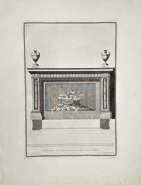 Giocondo Albertolli (1742–1839) – Carrara Marble Fireplace Design for a Milanese Interior – Engraving