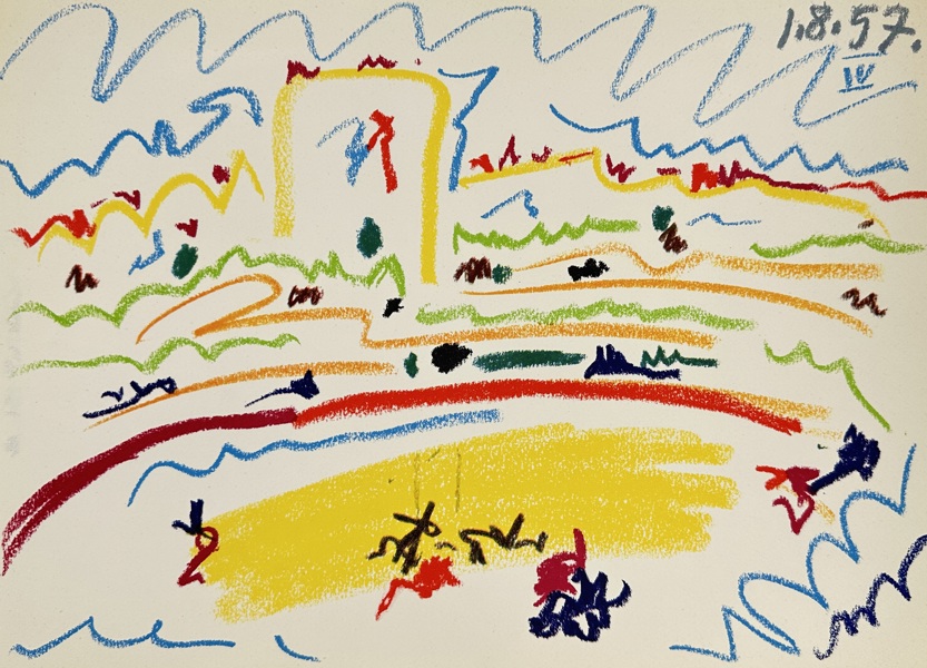 Pablo Picasso (1881–1973) after – Arène en mouvement – Crayon Drawing from the Series Toros y Toreros (1.8.57)

