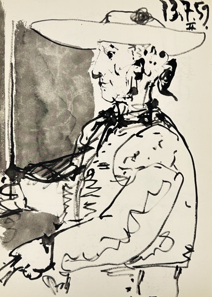 Pablo Picasso (1881–1973) after – Torero au sombrero – Ink Drawing from the Series Toros y Toreros (13.7.59)