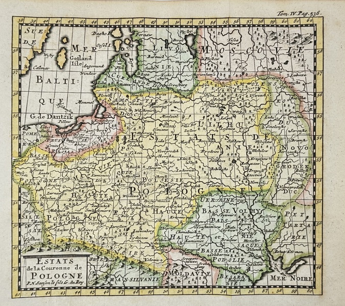 Nicolas Sanson le Fils (17th century) – Map of the Estates of the Crown of Poland / Estats de la Couronne de Pologne – Hand-Colored Copperplate Engraving