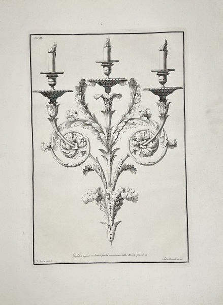 Giocondo Albertolli (1742–1839) & Andrea de Bernardi – Ornamental Candelabra in Bronze – Engraving (1784)