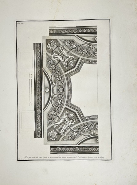 Giocondo Albertolli (1742–1839) & Giovanni Mercoli – Ornamental Ceiling with Allegorical Figures – Engraving (Late 18th Century)
