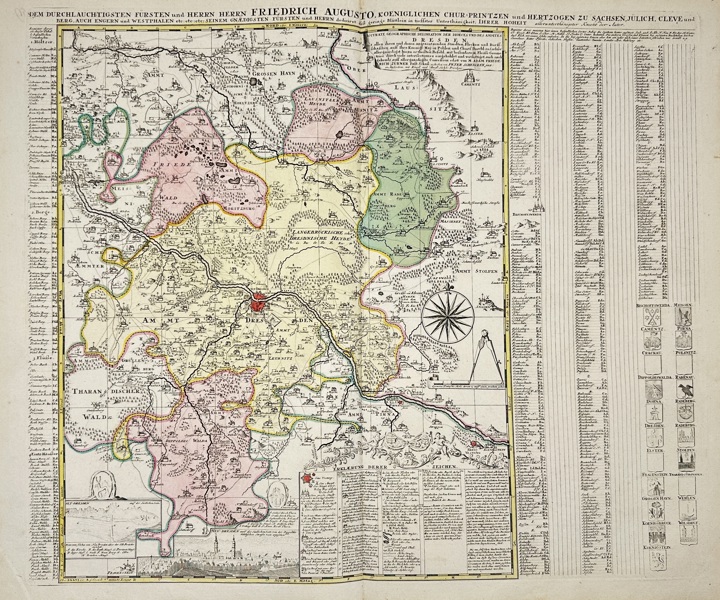 Matthäus Seutter (1678–1757) – Map of Electoral Saxony and Surrounding Regions / Karte des Churfürstentums Sachsen und der angrenzenden Länder – Hand-Colored Copperplate Engraving (Mid-18th Century)