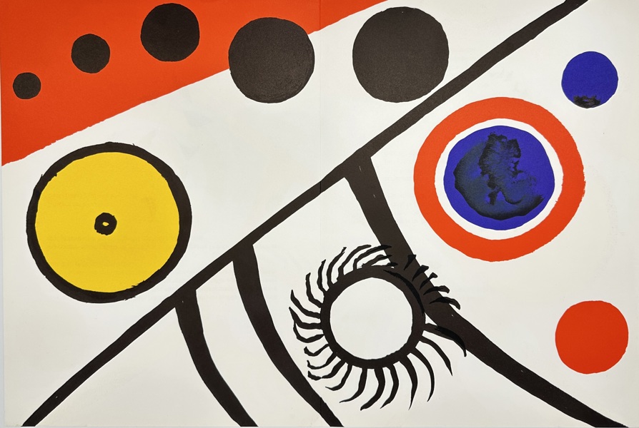 Alexander Calder (1898–1976) – Composition Géométrique avec Cercles – Double-Page Color Lithograph from Derrière le Miroir No. 173 (1968)
